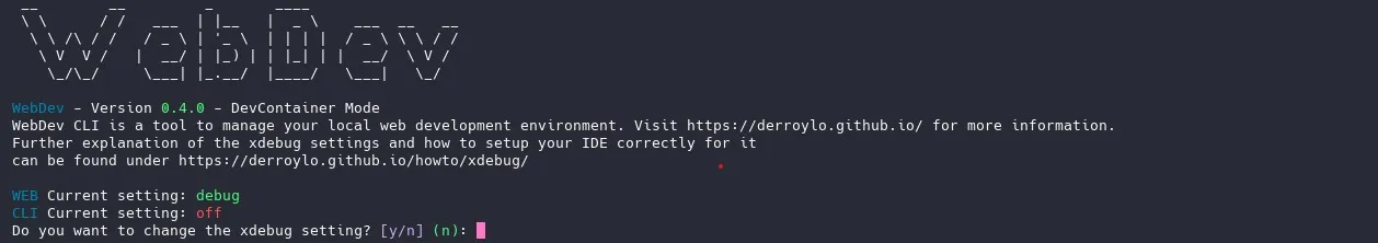 WebDev CLI — Select xDebug Setting